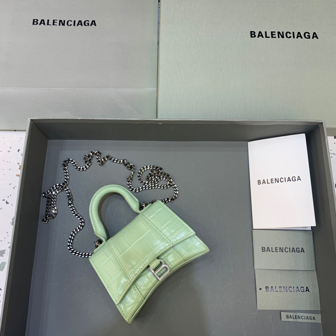 Top Quality Hourglass Mini Handbag With Chain In Light Green, For Women,  Bags 4.7in/12cm