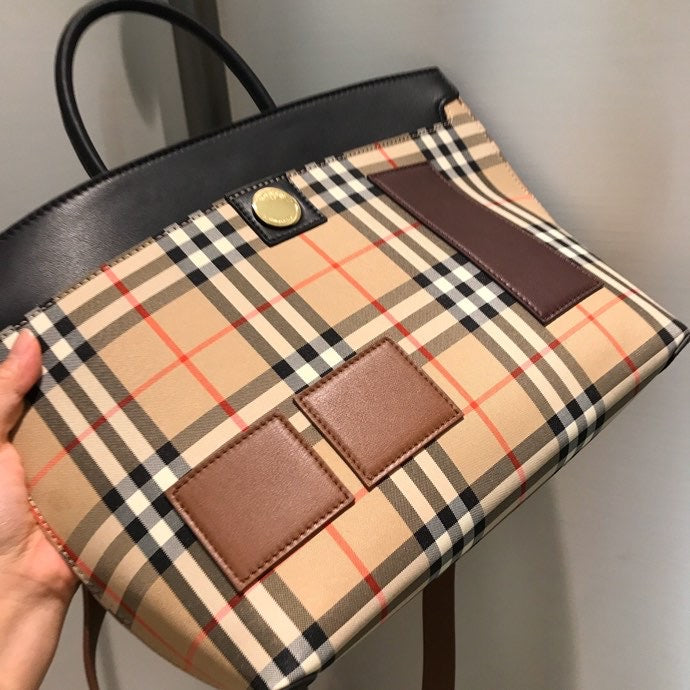 Top Quality Small  Check Society Top Handle Bag For Women, Bags 14.6in/37cm
