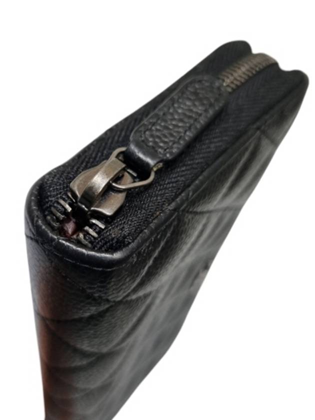 A82370 Classic   Silver Black Caviar Zipper Long Wallet Chanel