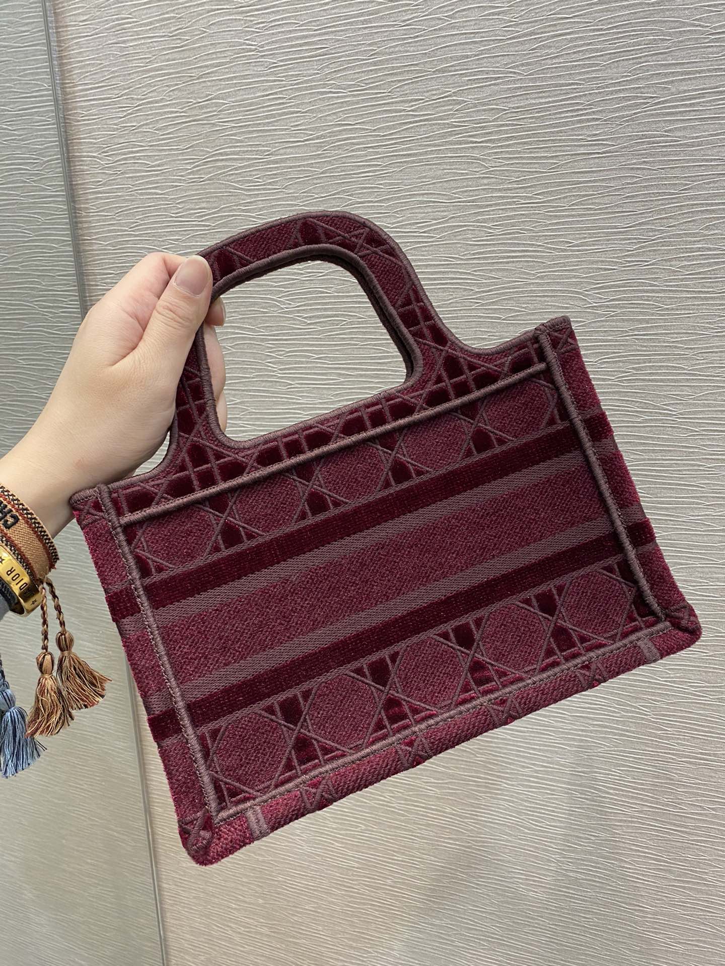 Top Quality Mini Tote Book Oblique Red Canvas For Women 23cm/9in CD