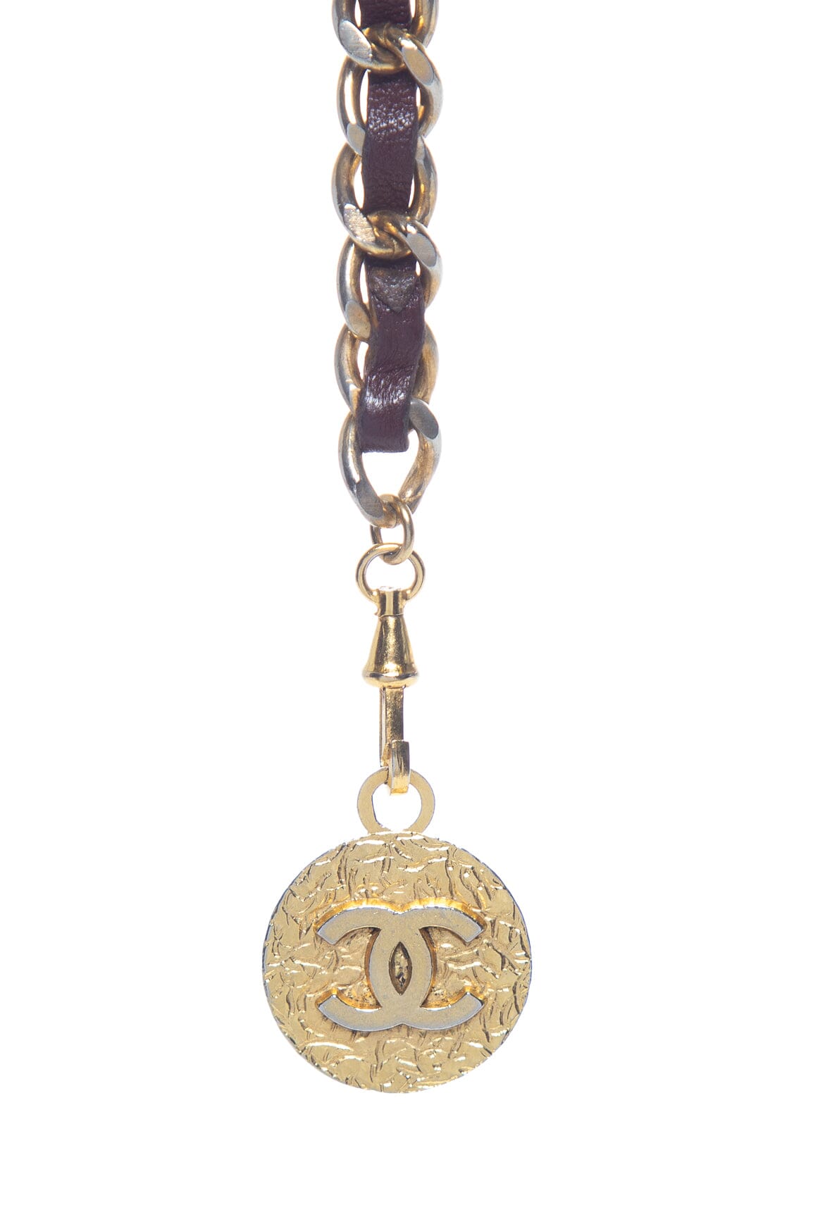 Chanel   1982 Gold Chain Brown Braided Belt