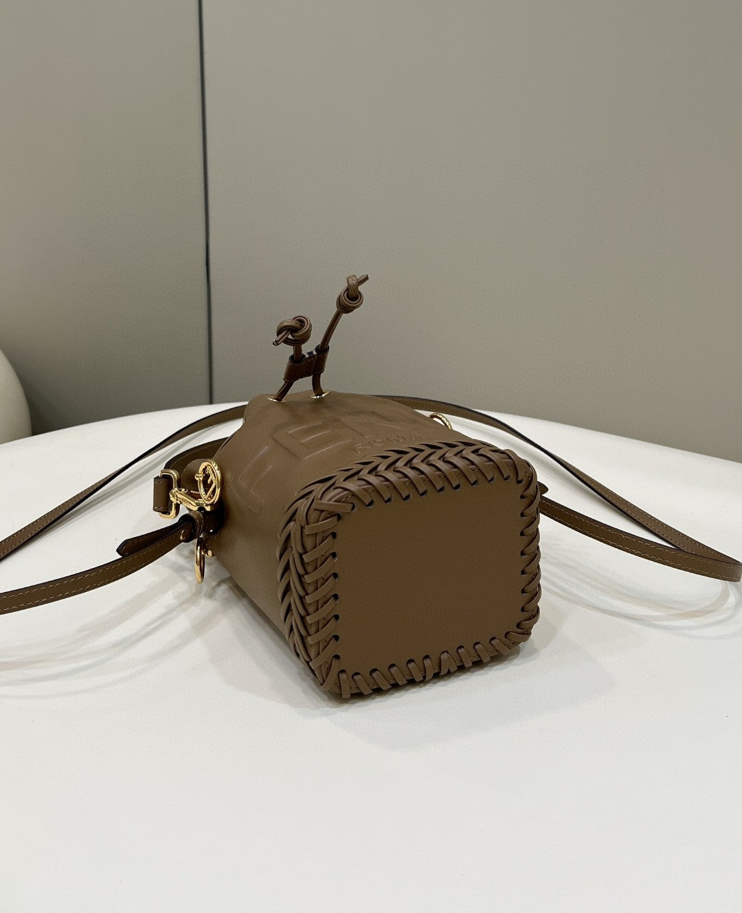 Top QualityTop Quality Mon Tresor Brown Mini-bag with stitching For Woman 18cm/7in