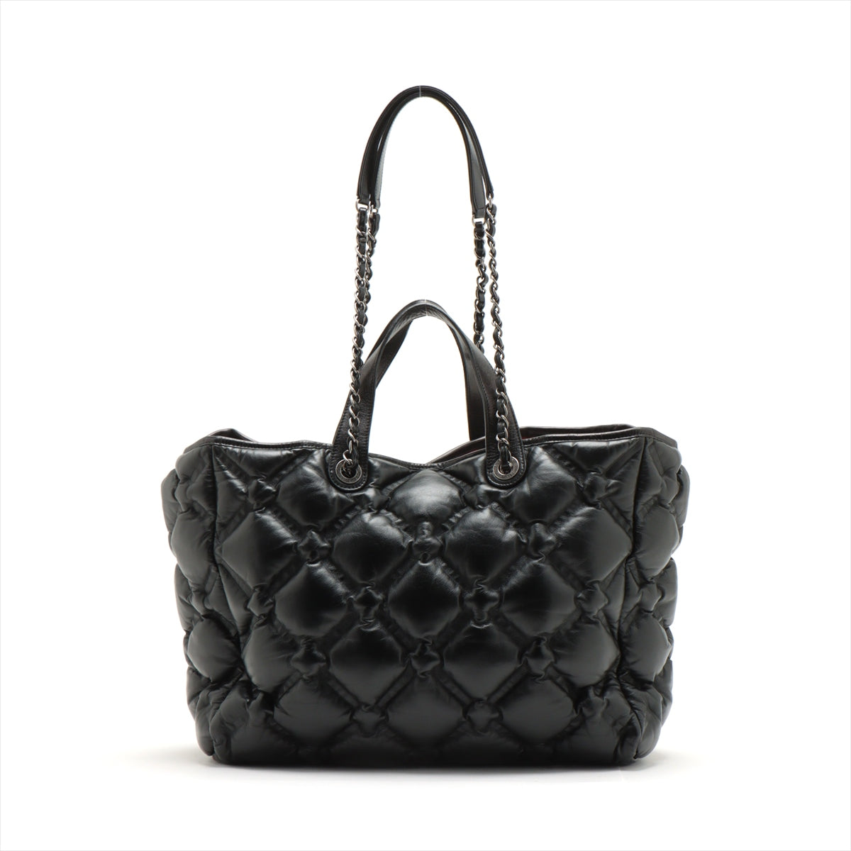 Chanel Bubble Kilt Leather Chain Top Bag Black Gummetal Gold  23rd