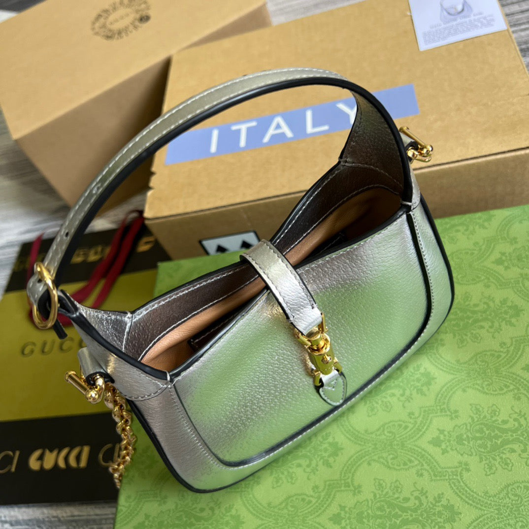 gg Jackie 1961 Lizard Mini Bag Black For Women, Women’s Bags 7.5in/19cm gg ‎675799 LUZ0G 1000