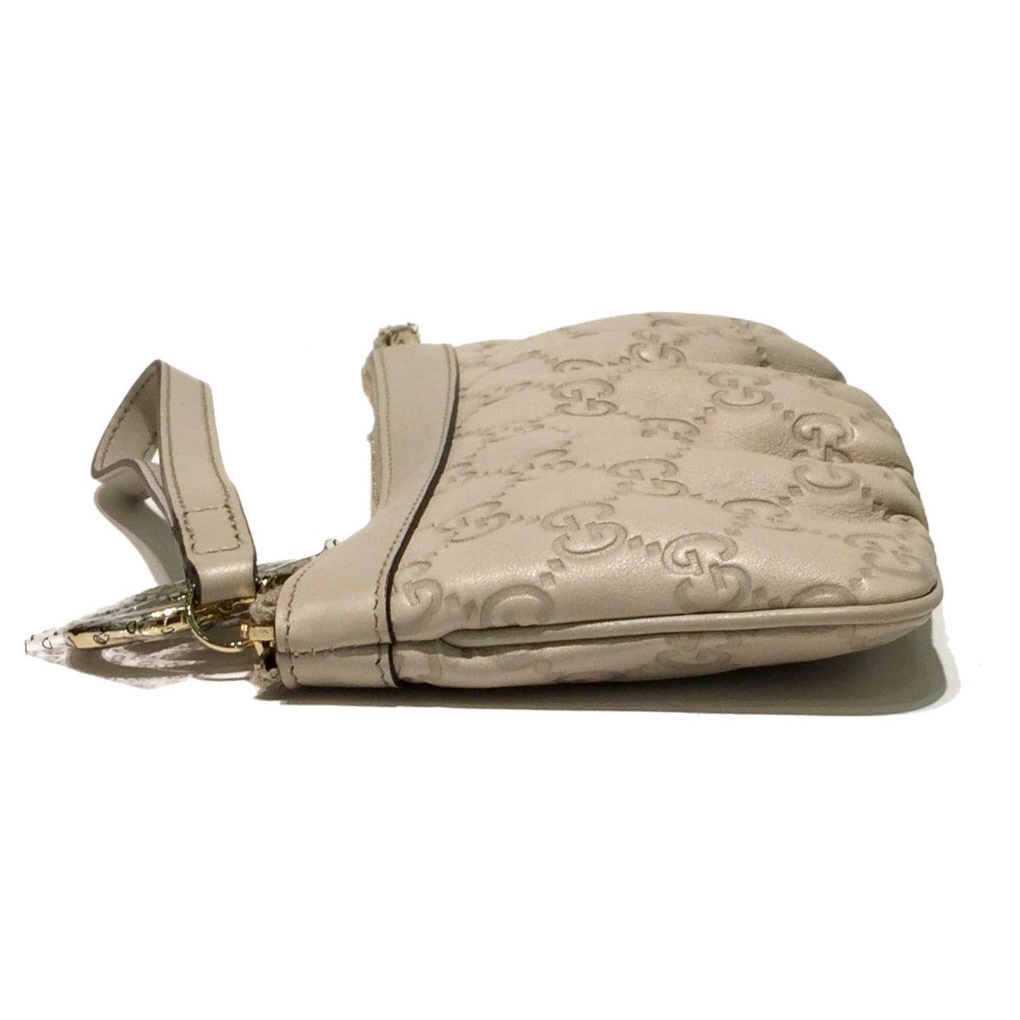 Gucci 212203 White GG Guccissime Leather Clutch