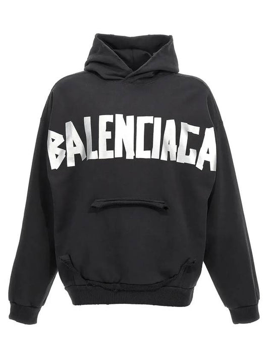Luxury Balenciaga Trending 2025 Logo Tape Cotton Hoodie Black
