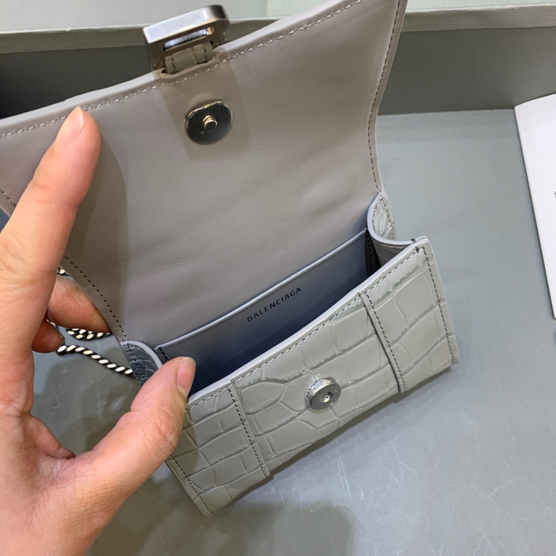 Top Quality Hourglass Mini Handbag With Chain In Grey, For Women,  Bags 4.7in/12cm