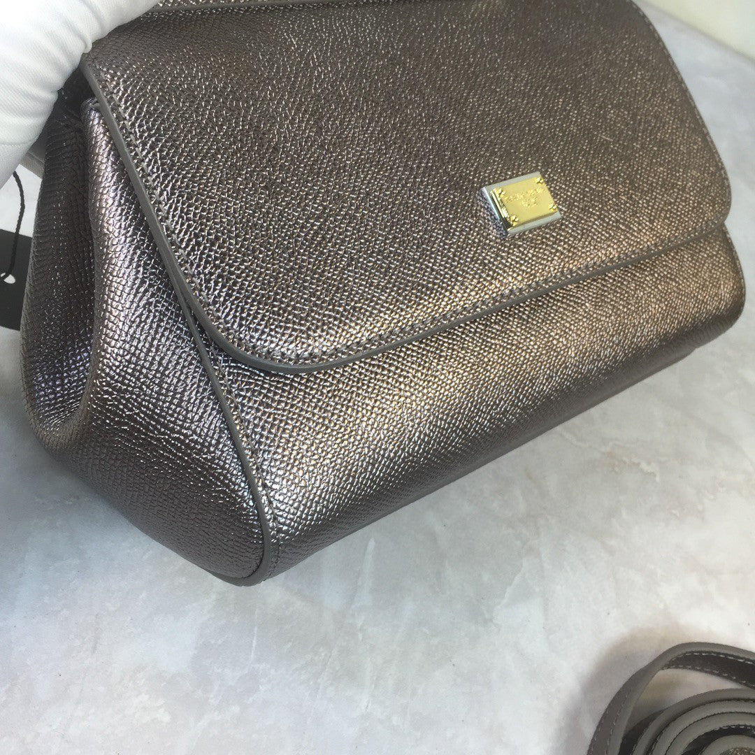 Top Quality Medium Sicily Handbag In Dauphine Palladium For Women 10.2in/26cm Top Quality