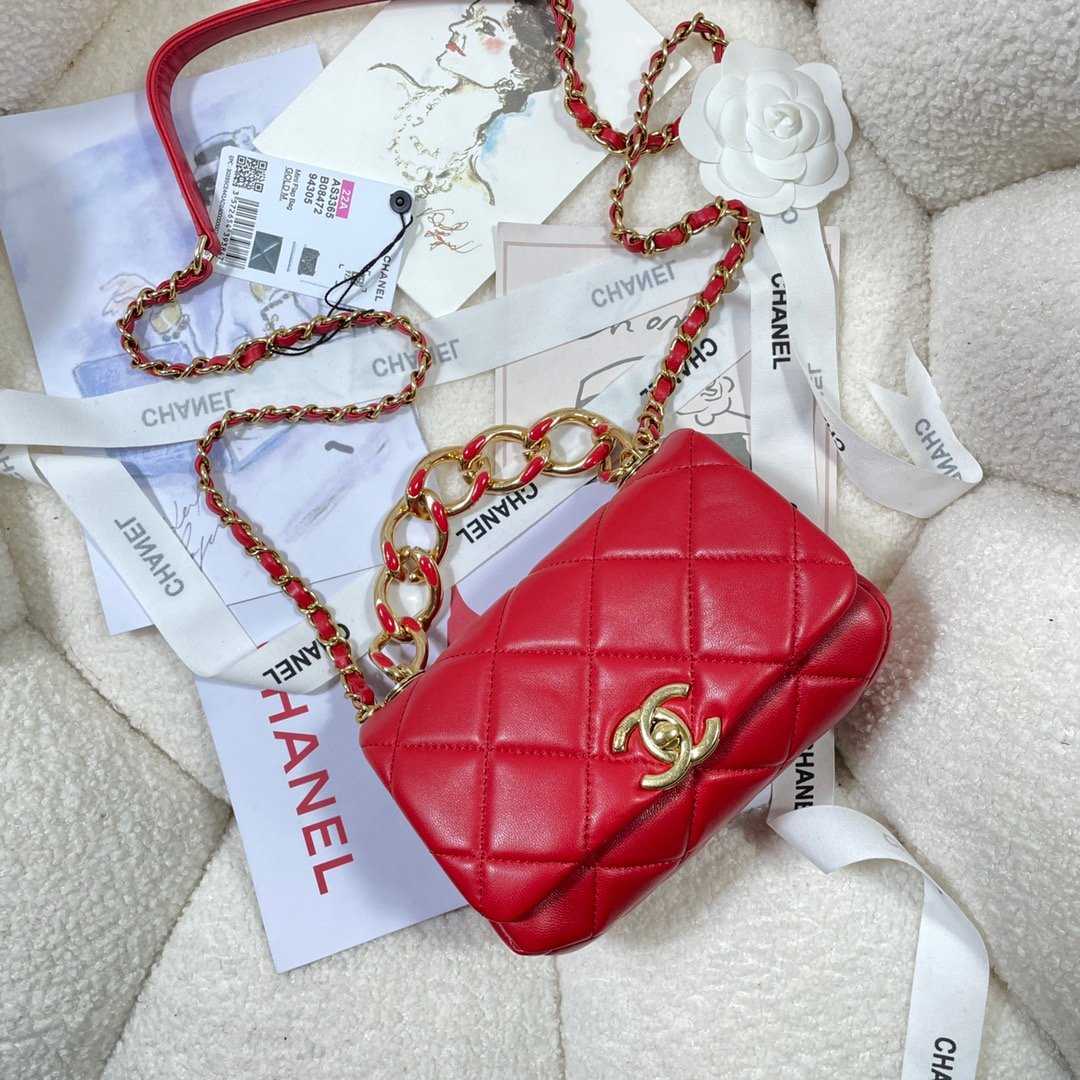 CHLMini Top Qualityap Bag Gold Hardware Red For Women Handbags, Shoulder Bags 6.7in/17cm AS3365
