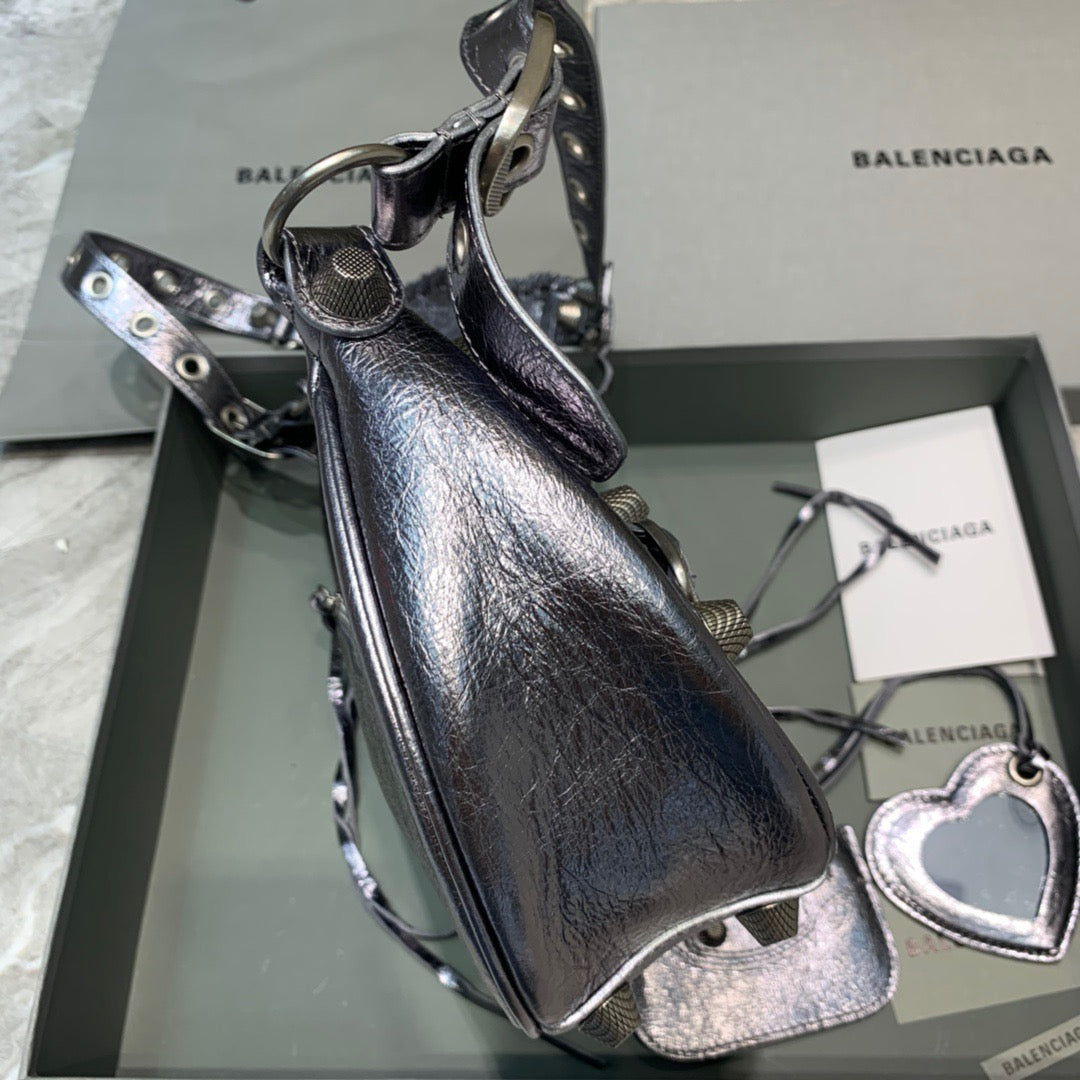 Top Quality Le Cagole XS Shoulder Bag In Sliver, For Women,  Bags 13in/33cm