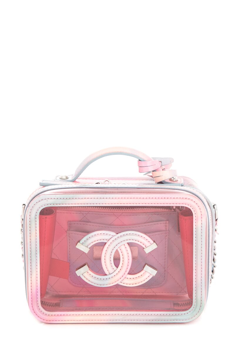 Chanel 2020 Pink PVC Patent Calfskin Small CC Vanity Case Handbag