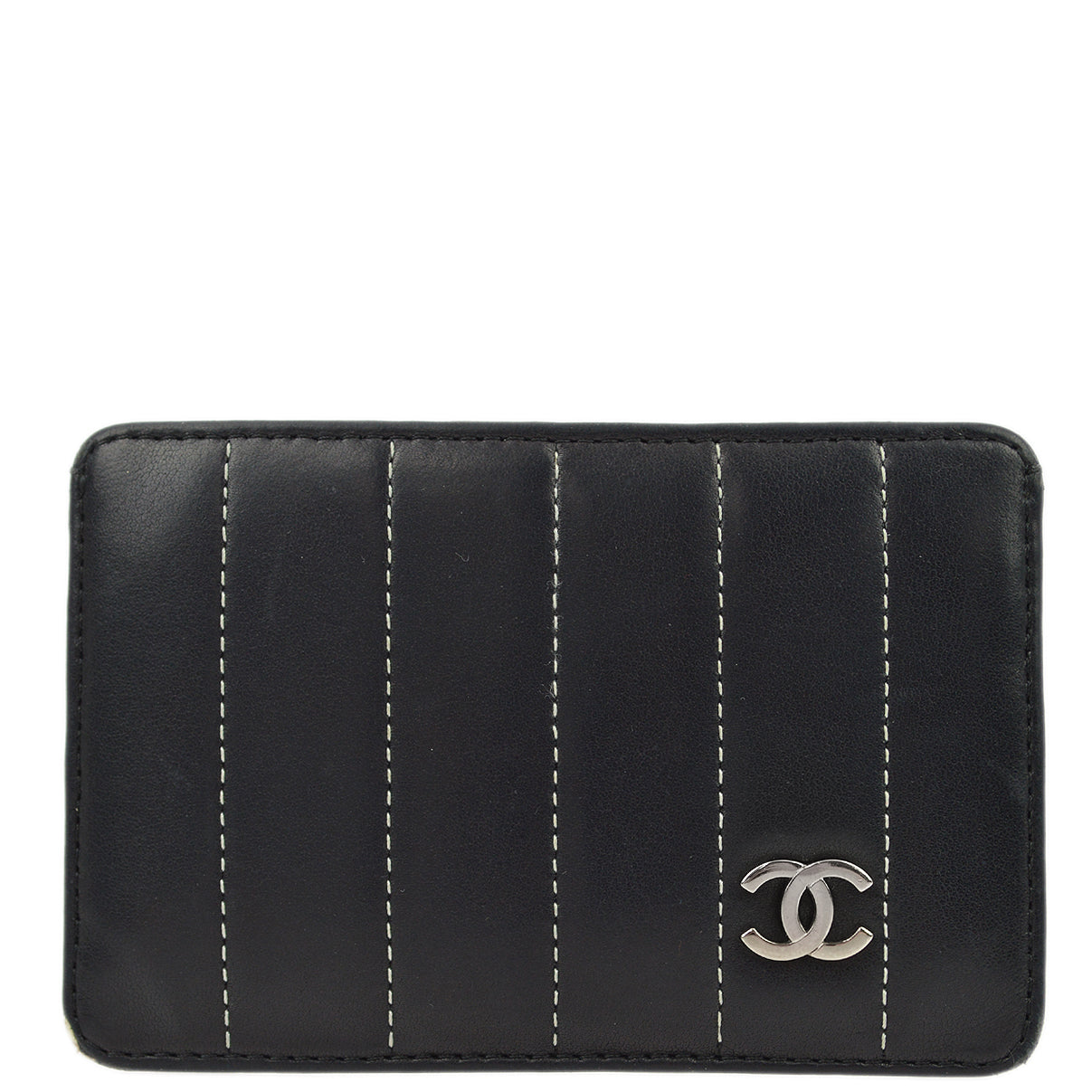 Chanel Black Lambskin Card Case Small Good