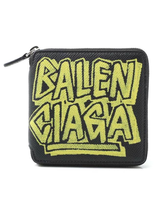 Luxury Balenciaga Trending 2025 Paris Gravity Logo Leather Zipper Half Wallet Black