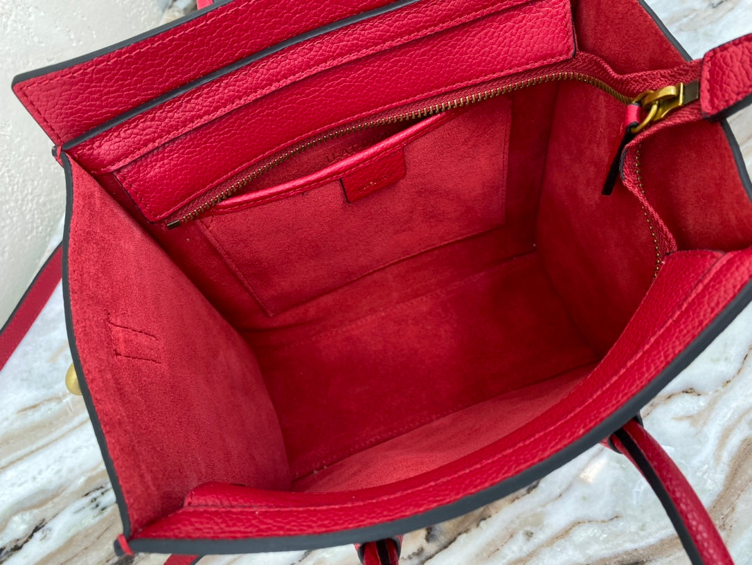 Top Quality Nano LuGucciage Bag In Drummed Red For Women 8in/20cmÂ 