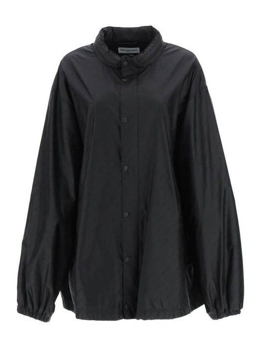 Luxury Balenciaga Trending 2025 Men's All-Over Logo Rain Jacket Black