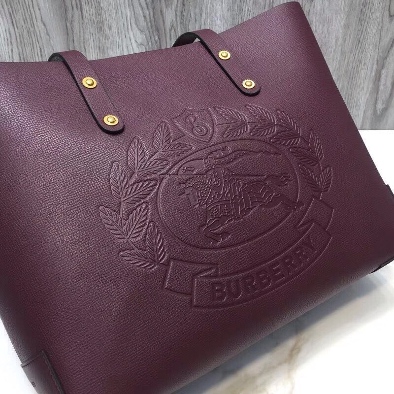 Top Quality Small Embossed Crest Tote Purple For Women, Bags 13.8in/35cm