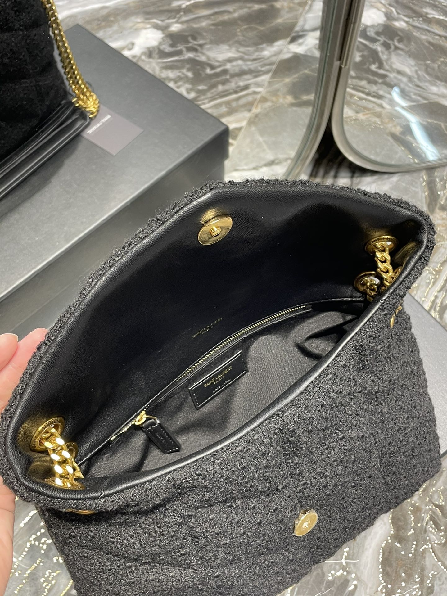 YSSL Puffer Small Chain Bag Black For Women, Women’s Bags 11in/29cm YSL‎