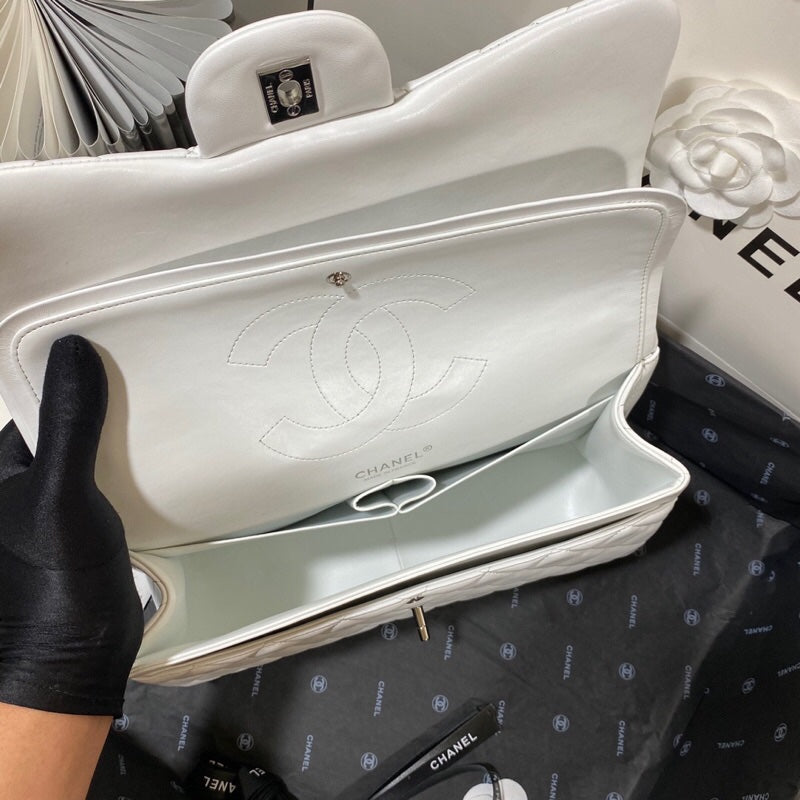 CHLLarge Classic Handbag Silver Hardware White For Women Handbags, Shoulder Bags 11.8in/30cm