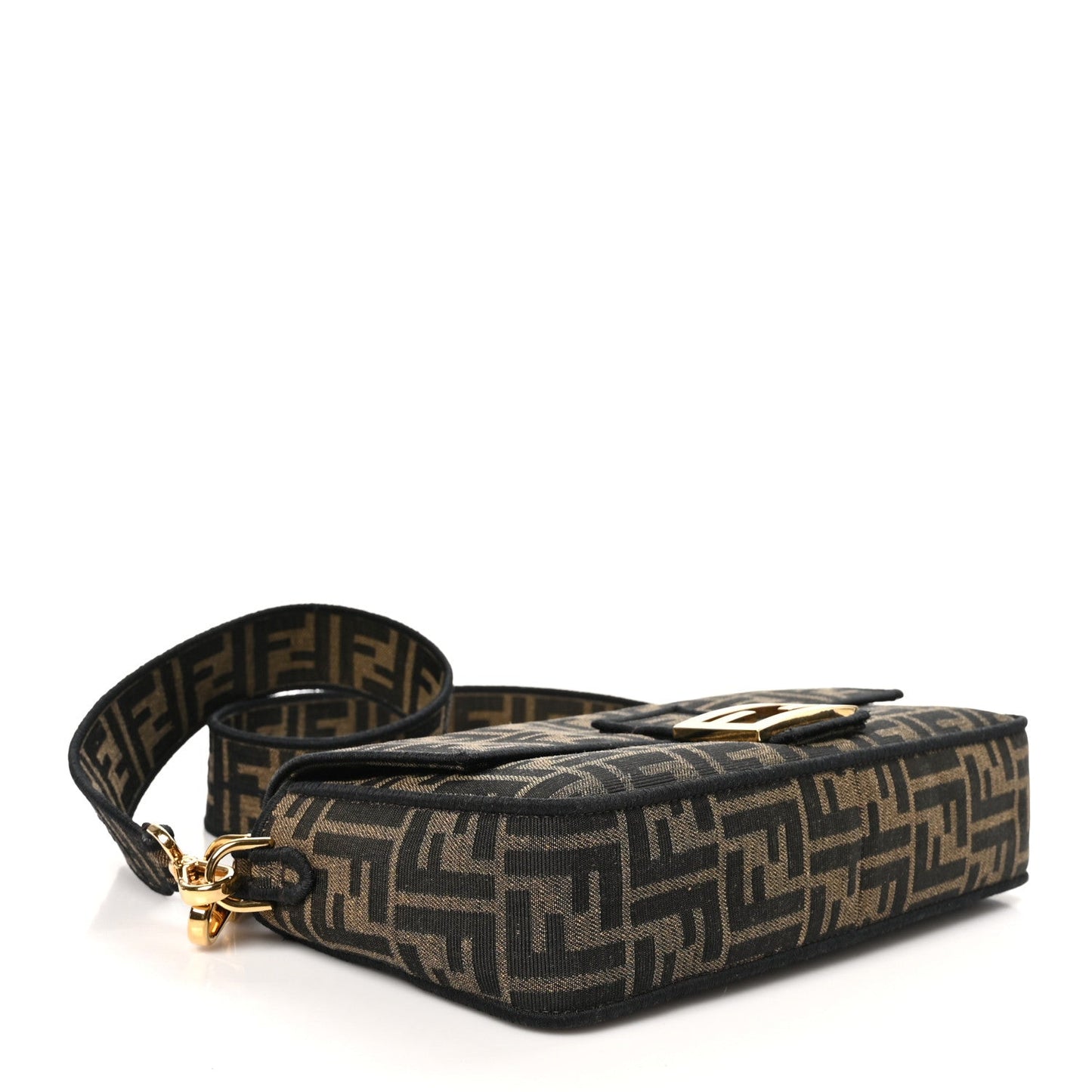 Fendi Fabric Jacquard FF 1974 Medium Baguette Tobacco Moro Black
