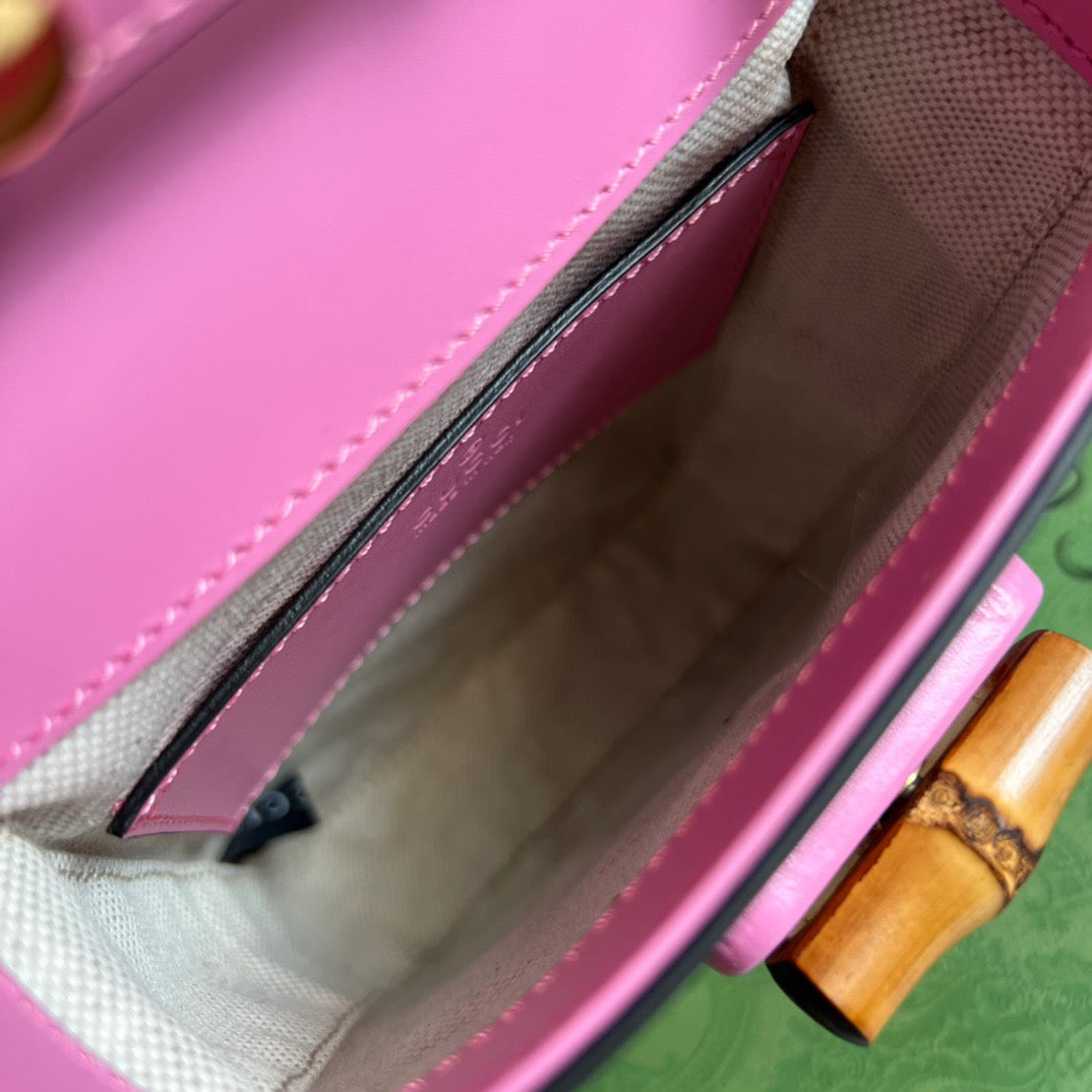 gg Bamboo Mini Handbag Pink For Women, Women’s Bags 6in/16cm gg 702106 UZY0T 5814