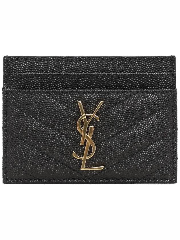 Luxury Saint Laurent Trending 2025 Gold Hardware Matelasse Caviar Leather Card Wallet Black