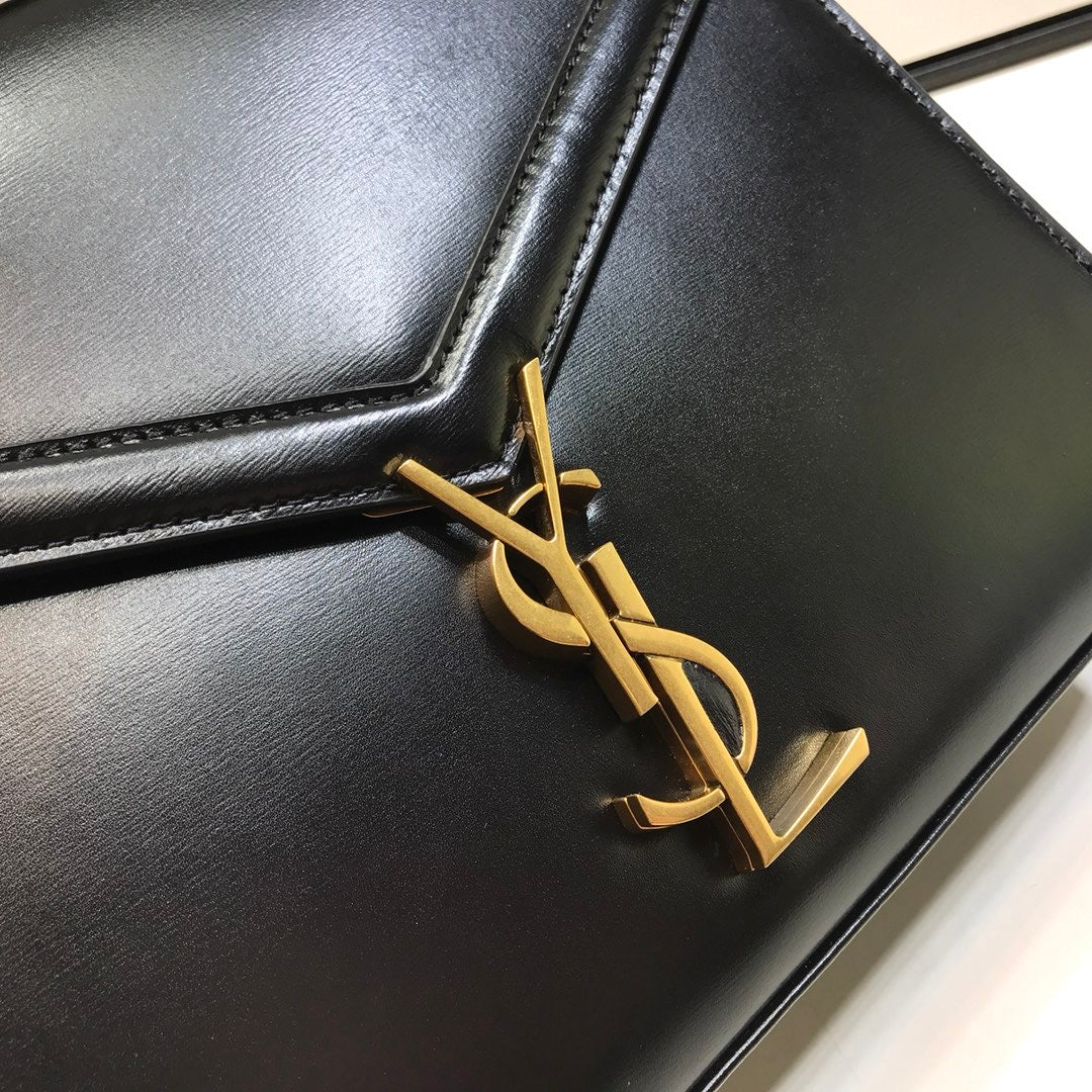 YSSL Cassandra Medium Top Handle Bag In Grain Black For Women 9in/24.5cm YSL 623931BOW0W1000