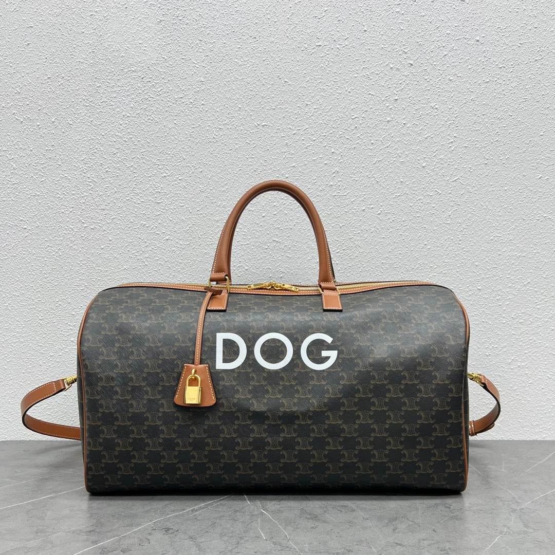 Top Quality Large Voyage Bag In Triomphe Canvas With Dog Print Tan For Women 20in/50cm 