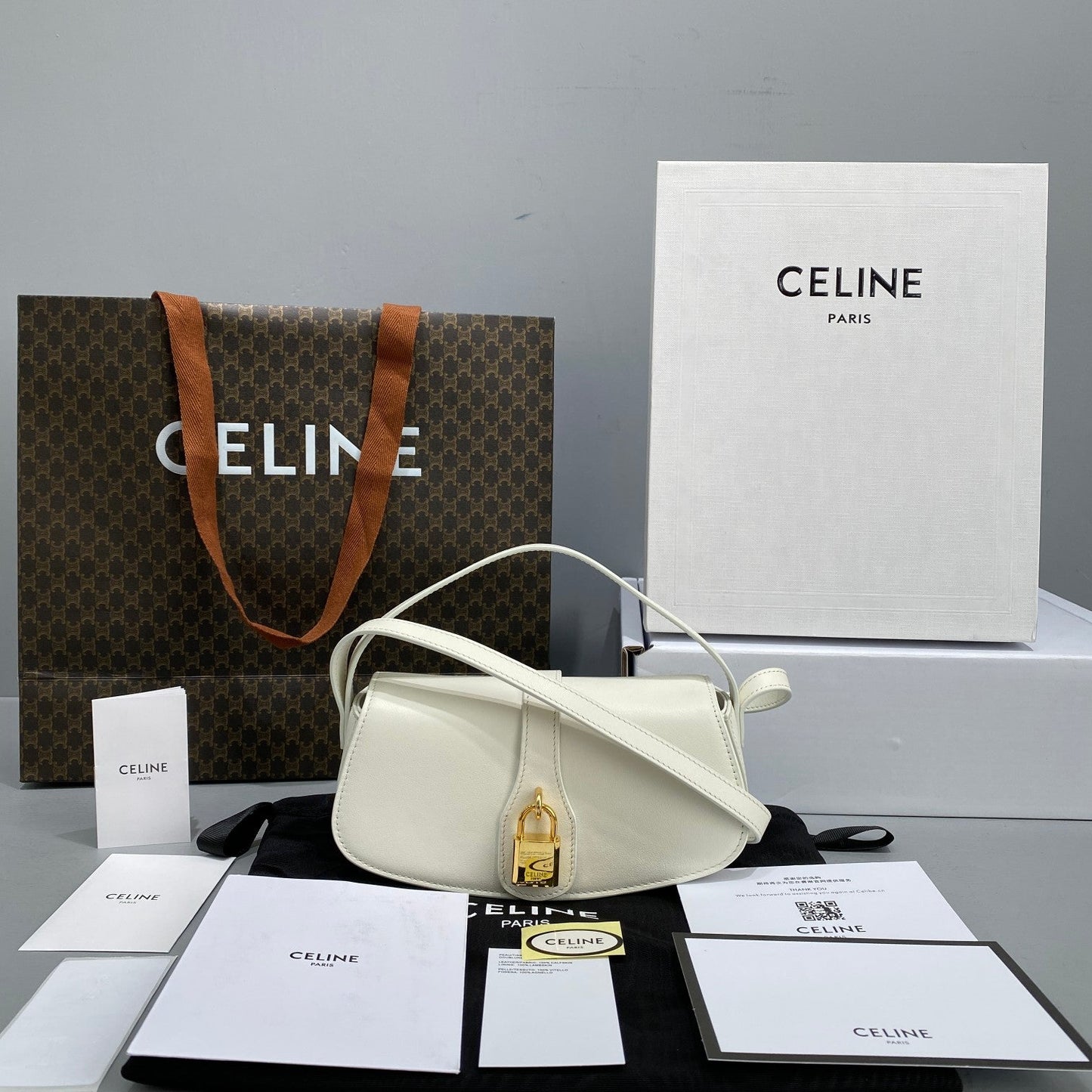 Top Quality Clutch On Strap White For Women 7in/18cm 10I593DQ1.01OP