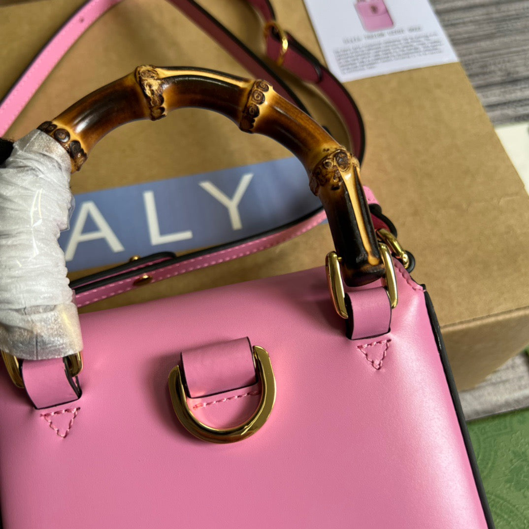 gg Bamboo Mini Handbag Pink For Women, Women’s Bags 6in/16cm gg 702106 UZY0T 5814