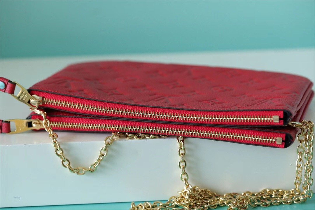 Top Quality Double Zip Pochette Monogram Empreinte Red For Women,  Shoulder and Crossbody Bags 7.9in/20cm Top Quality