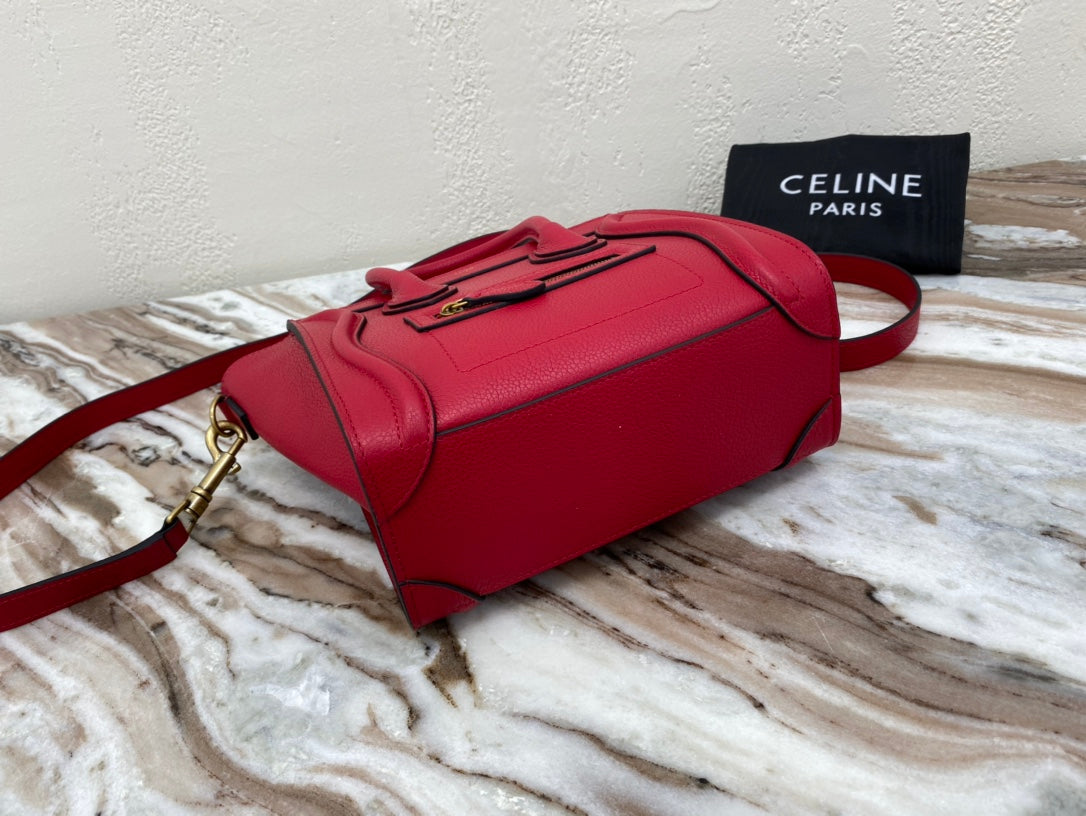 Top Quality Nano LuGucciage Bag In Drummed Red For Women 8in/20cm 