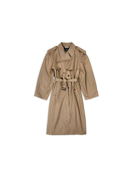 Luxury Balenciaga Trending 2025 Women's Oversized Shoulder Tab Trench Coat Beige
