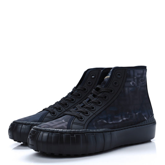 FENDI FABRIC JACQUARD FF FORCE HIGH TOP SNEAKERS