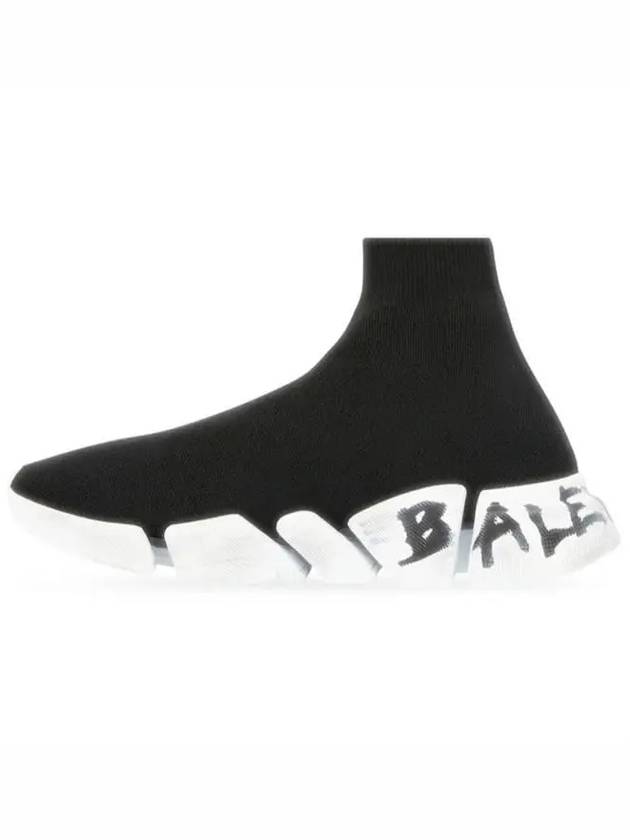 Luxury Balenciaga Trending 2025 Speed 2.0 Graffiti Knit High Top Sneakers Black