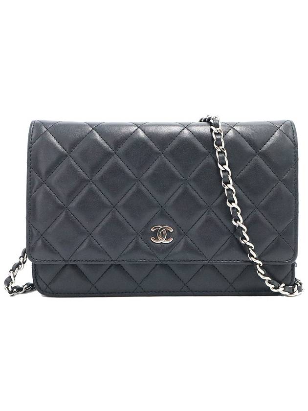 Chanel A33814 Black Lambskin Classic Silver Chain WOC Cross Bag 17th Chanel