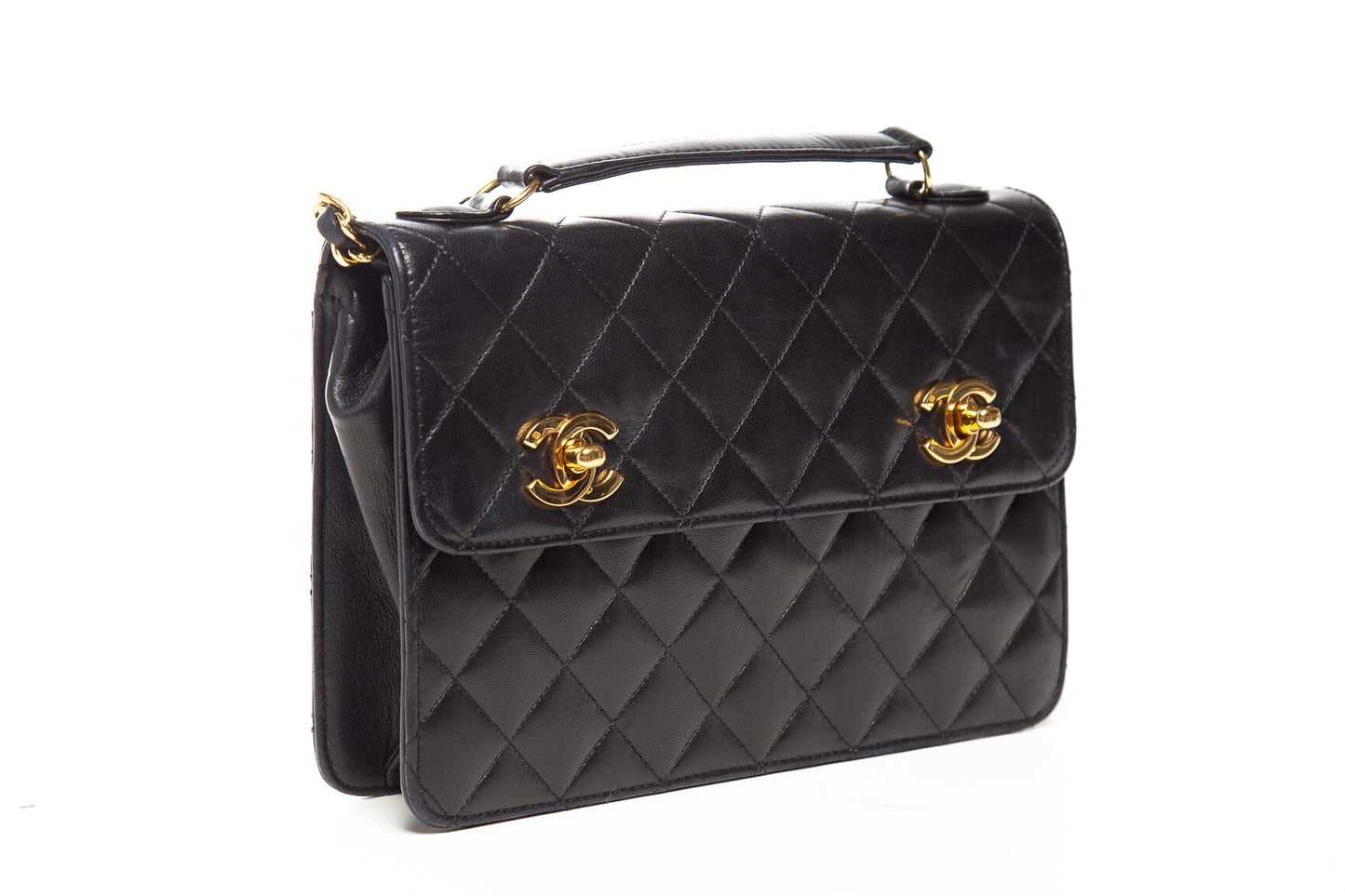 Chanel   Black Leather Small  Briefcase Bag