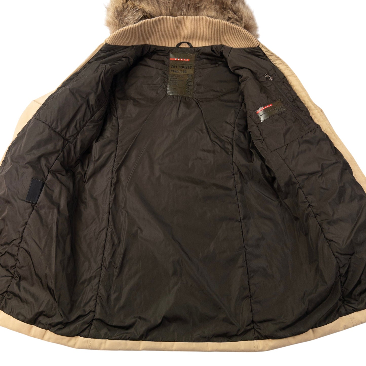 Prada Sport Fur Hood Rain Jacket Womens Size M