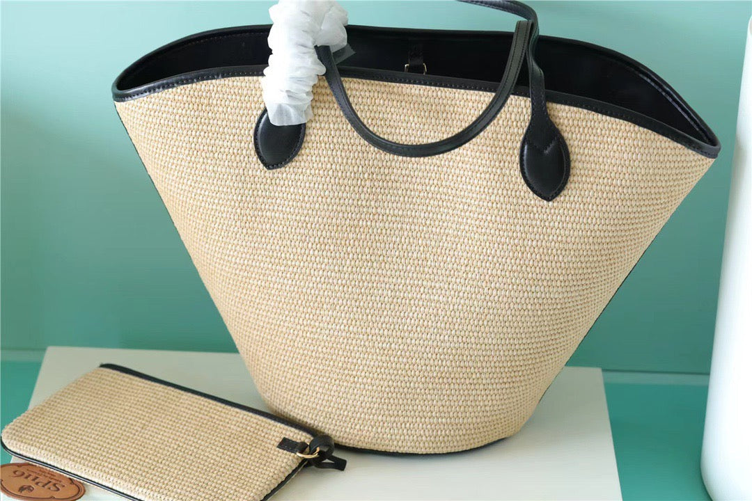 Top Quality Saint Jacques Raffia Black For Women,  Shoulder And Crossbody Bags 22.4in/57cm Top Quality M59808
