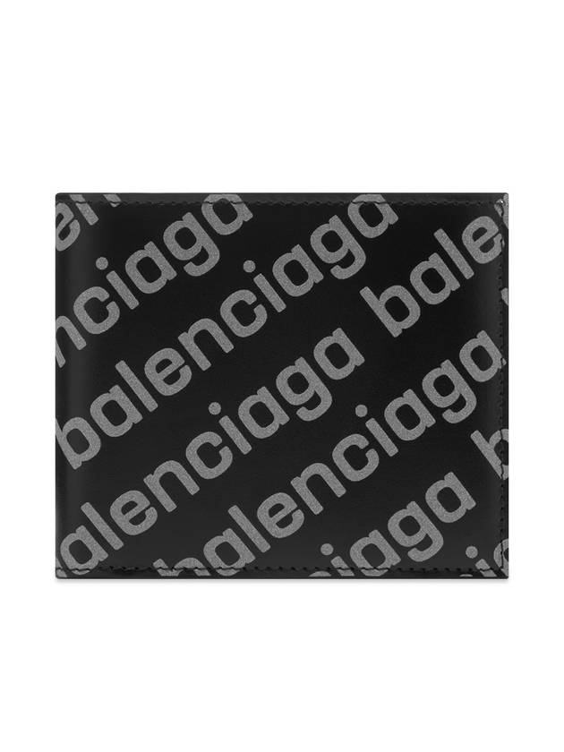 Luxury Balenciaga Trending 2025 Reflected Logo Half Wallet Black
