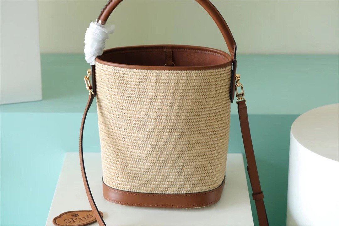 Top Quality Petit Bucket Raffia Caramel Brown For Women, Womens Bags, Shoulder And Crossbody Bags 9.4in/24cm Top Quality M59961
