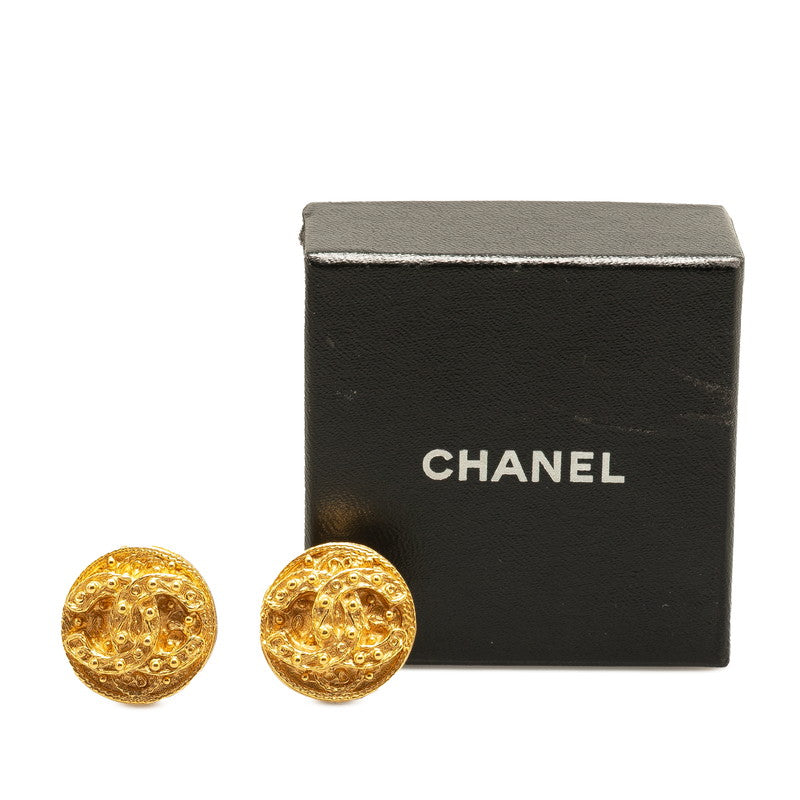Chanel Gold Plated Coco Mark   Earrings 94A
