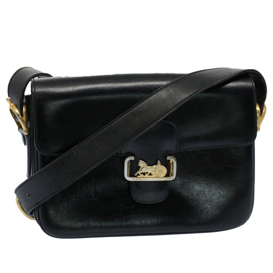 Luxury CELINE Horse Carriage Shoulder Bag Leather Black  fm2800