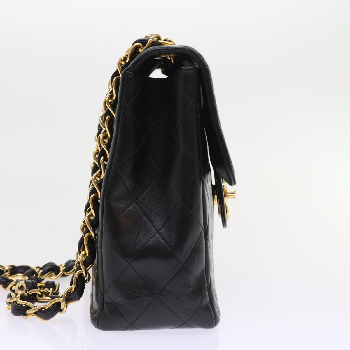 CHANEL Big Matelasse Chain Shoulder Bag Leather Black CC Auth fm2835