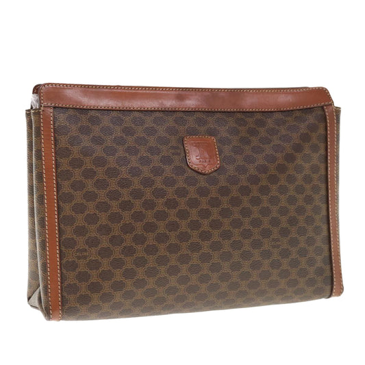 Luxury CELINE Macadam Canvas Clutch Bag PVC Leather Brown  fm3157
