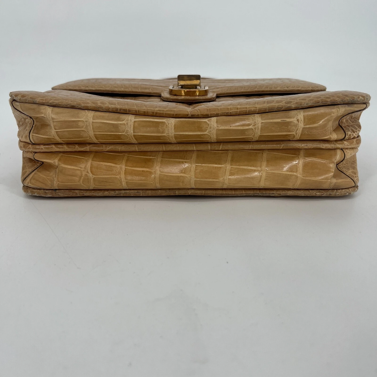 Gucci 1960's camel crocodile leather Kelly style purse