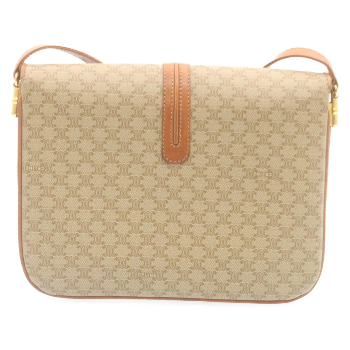 Luxury CELINE Macadam Canvas Shoulder Bag PVC Leather Beige  am2173g