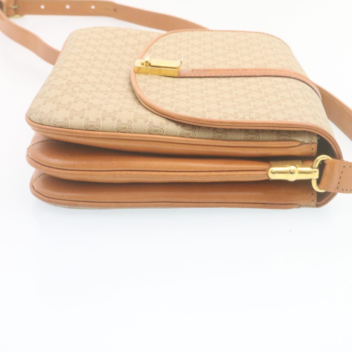 Luxury CELINE Macadam Canvas Shoulder Bag PVC Leather Beige  am2173g