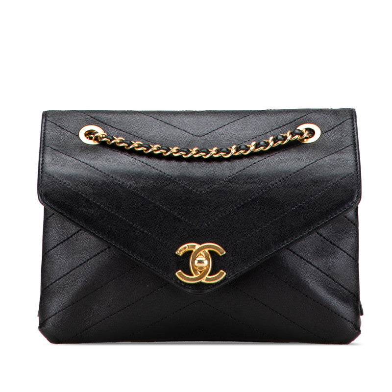Chanel Chevron Coco Mark Lambskin 2way Shoulder Bag
