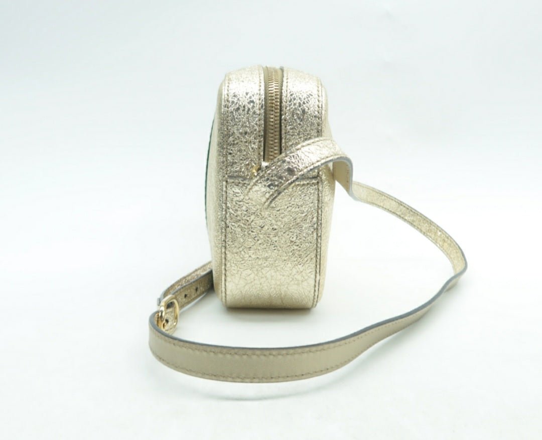 GUCCI Webby Bee Gold Canvas Shoulder Bag