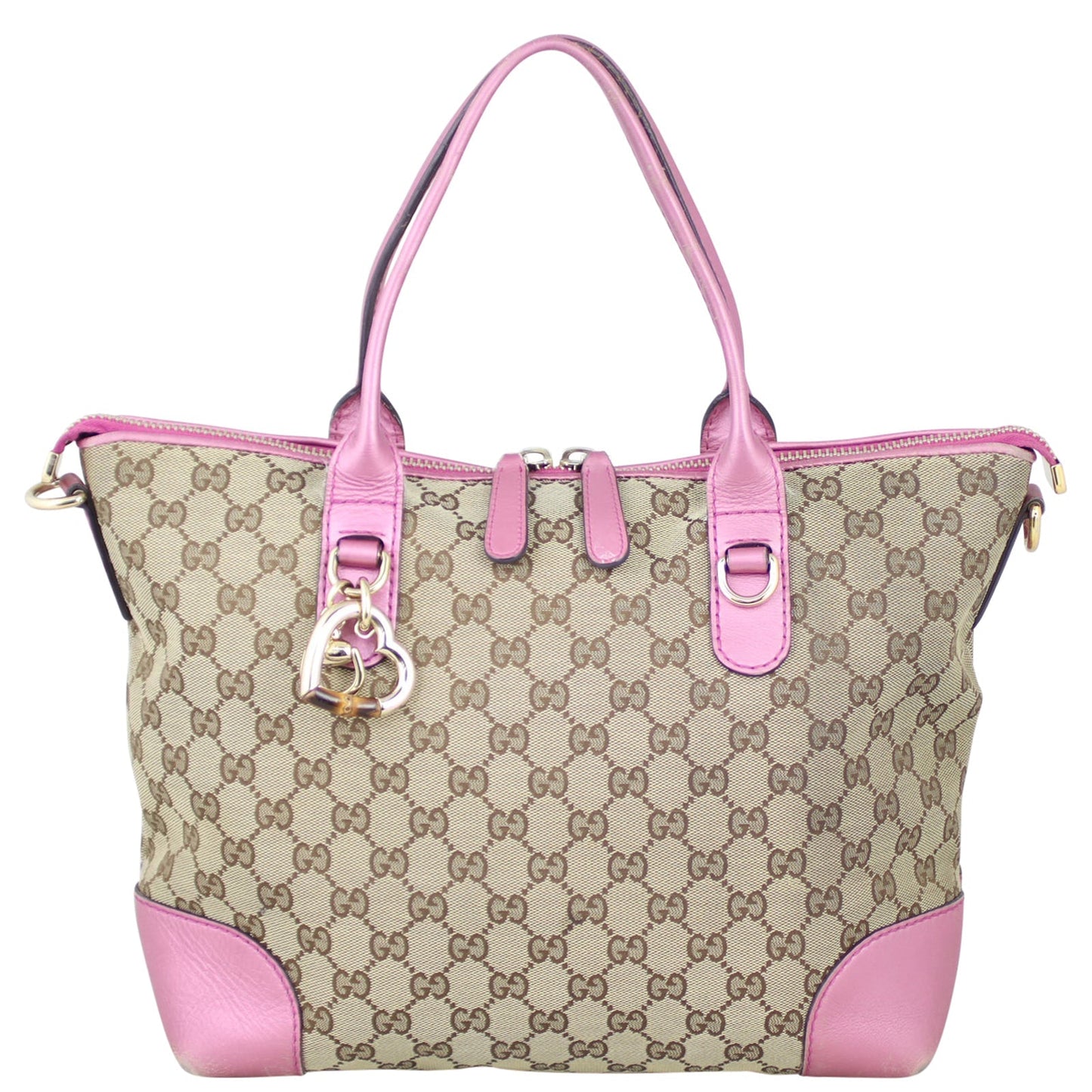 Gucci GG Canvas Heart Bit Charm Tote